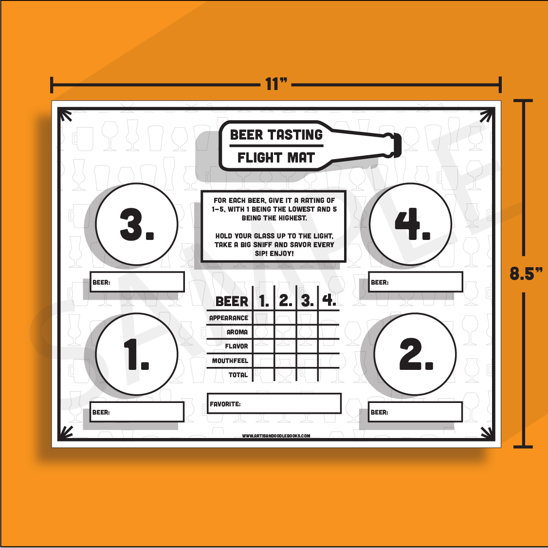 Beer Tasting Flight Mat - Host your own craft beer tasting!