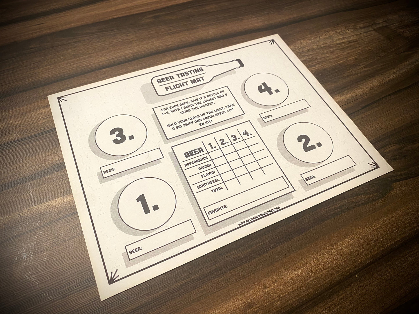 Beer Tasting Flight Mat - Host your own craft beer tasting!